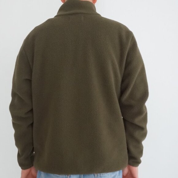 Hudson North Olive Green Button Collar Outdoors Fleece Pull Over Sweater Medium - Picture 3 of 9